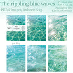 autocollants décoratifs vague mer cartes postales motifs ondulés marbrés floraux couleurs bleu vert rose