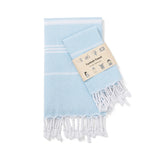 serviette table rayée moderne bleu clair vert rose gris jaune orange violet coton polyester