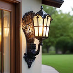 lampe murale classique vintage noir plumes dorées opacité mat extérieur éclairage maison ip65 led
