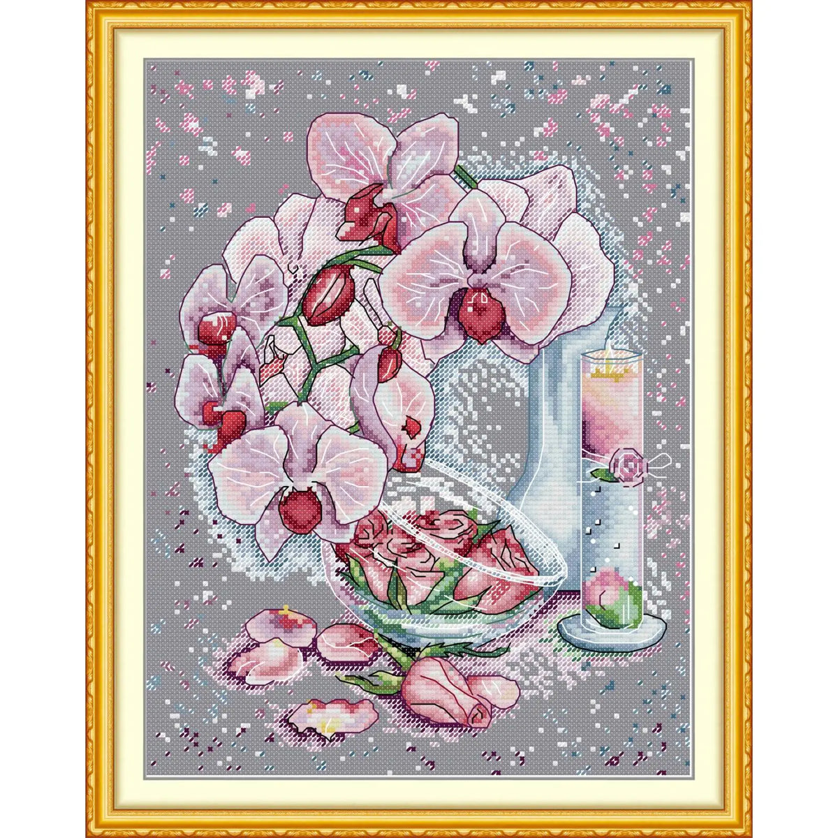 tissu broderie fleurs orchidées fruits blanc qualité coton 16ct 14ct 11ct kit fil broderie