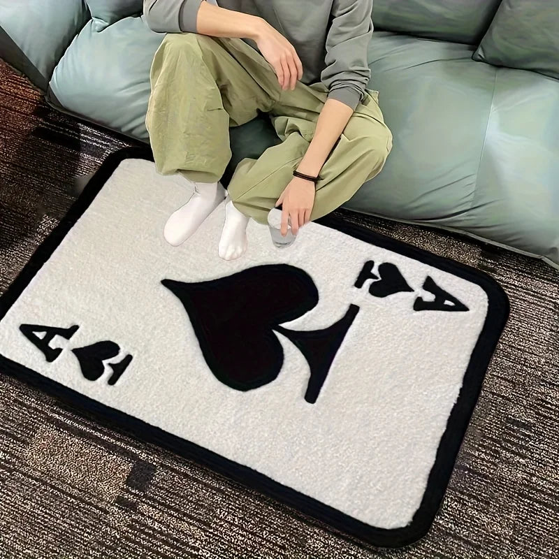 tapis moderne blanc noir as piques non slip polyester machine washable intérieur salon chambre