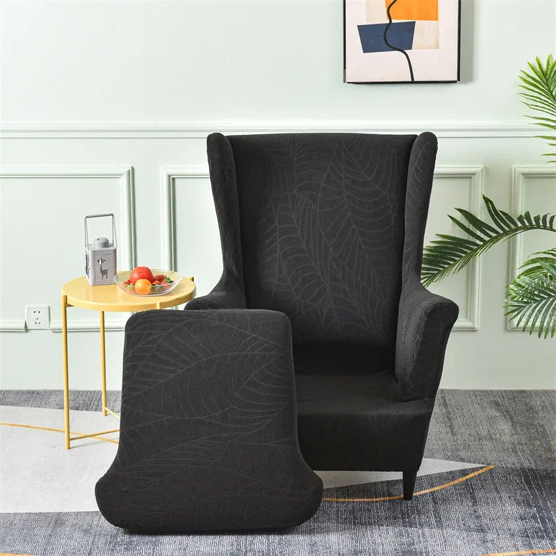 housse fauteuil contemporain imprimé feuilles couleurs beige vert gris noir spandex polyester étanche amovible