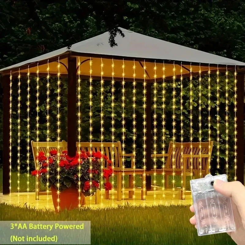 rideau lumineux led blanc chaud 600cm 300cm clips decoration noel moderne