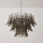 lampe suspendue gris foncé échancrures moderne plexiglas translucide chaîne métallique 6000k 4500k 3000k