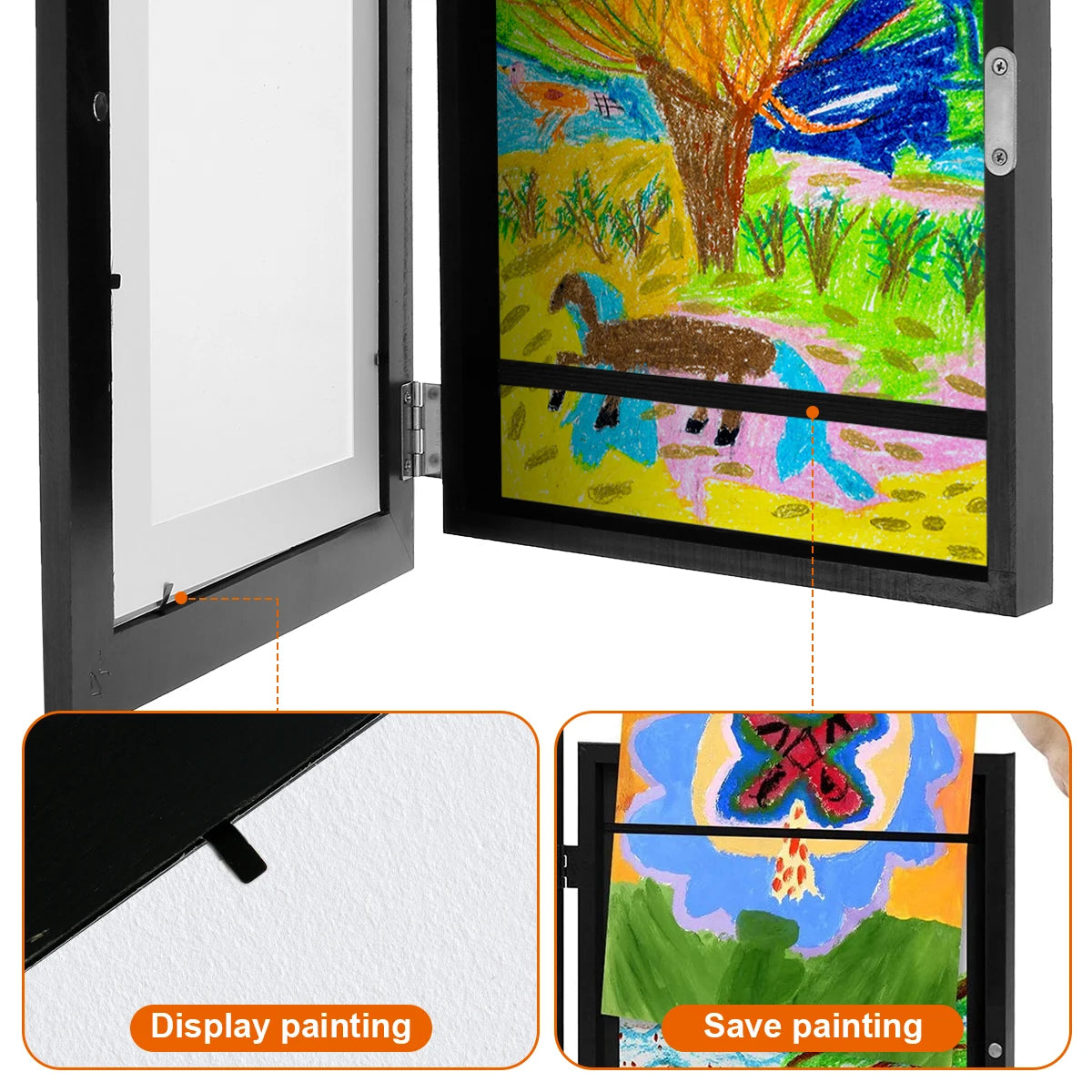 cadre enfant art aimant transparent moderne peinture dessin noir blanc