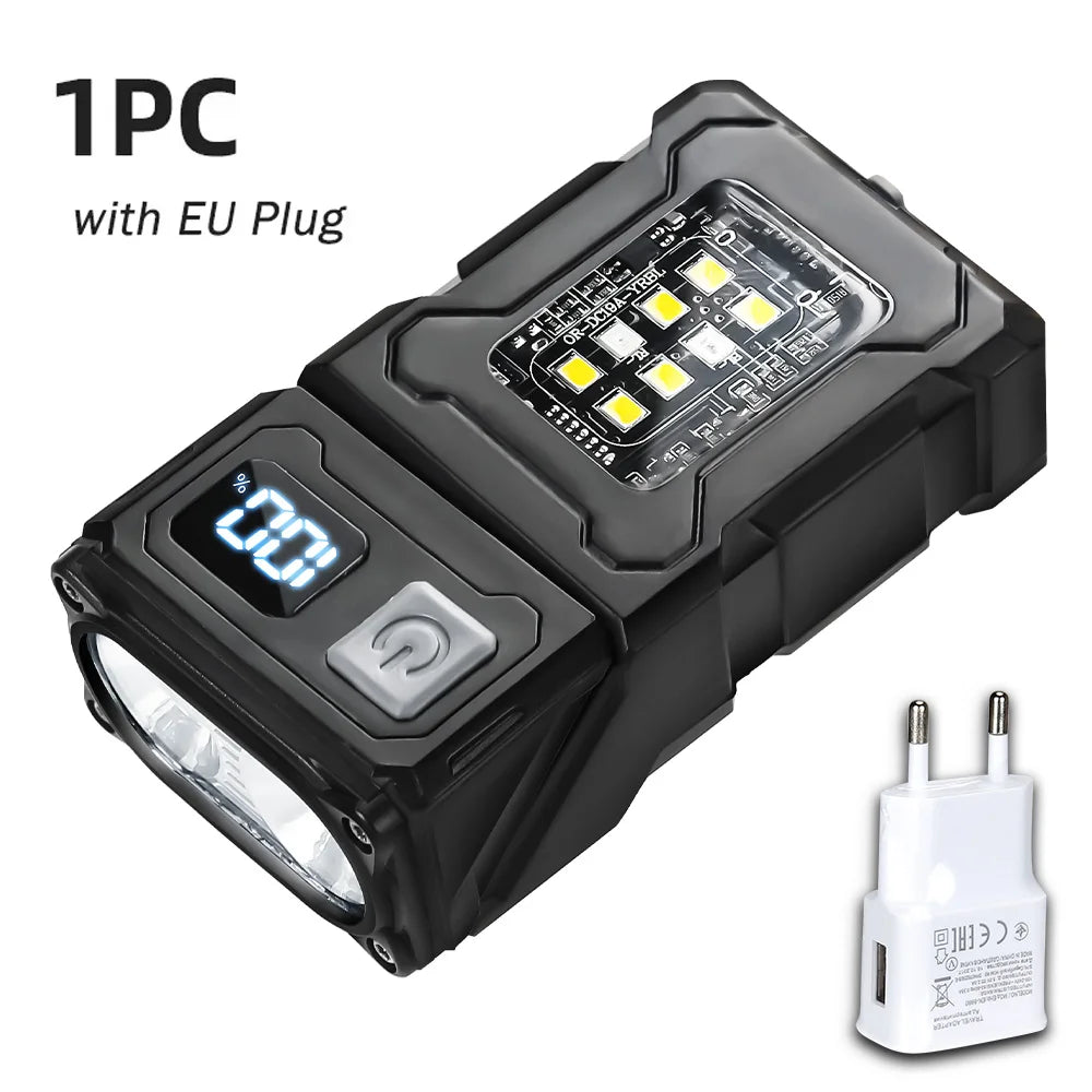 lampe torche rechargeable usb led aimant noir moderne 10w 800 lumens portative camping