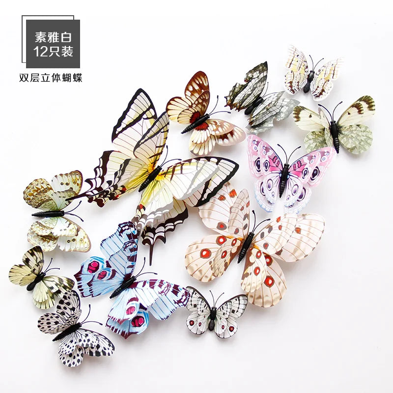 papillons décoratifs 3d imprimés brillants multicolores adhésifs décoration murale enfants vert bleu orange rose