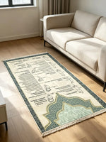 tapis traditionnel géométrique polyestère beige vert noir franges classique İslam