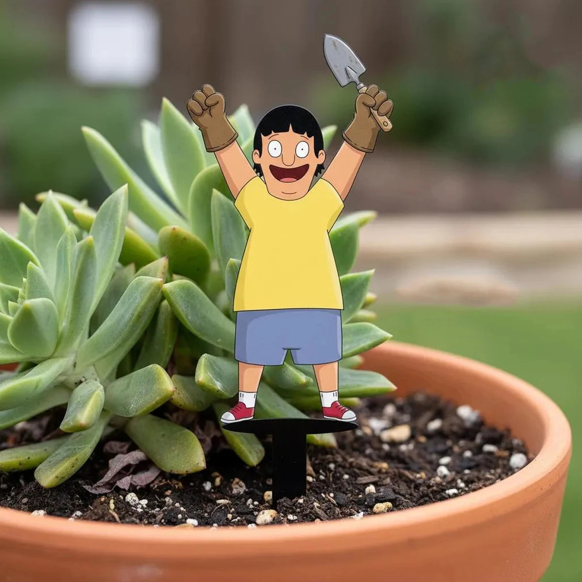 figurines jardiniers extérieures scies pelles gants chapeaux rose bleu vert cartoon decoration pot plantes