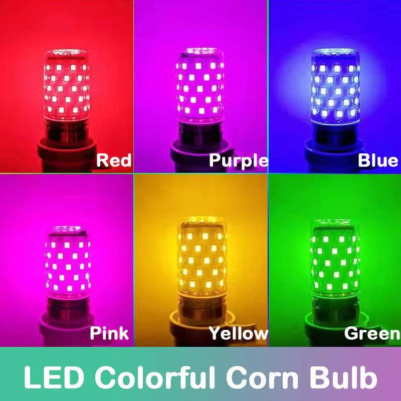 ampoule led e27 12w 7couleurs rouge violet bleu rose jaune vert or moderne perforée