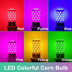 ampoule led e27 12w 7couleurs rouge violet bleu rose jaune vert or moderne perforée