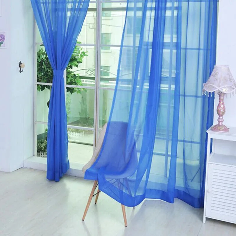 rideaux tulle transparent polyester bohème décoratif chambres salons rouge vert jaune