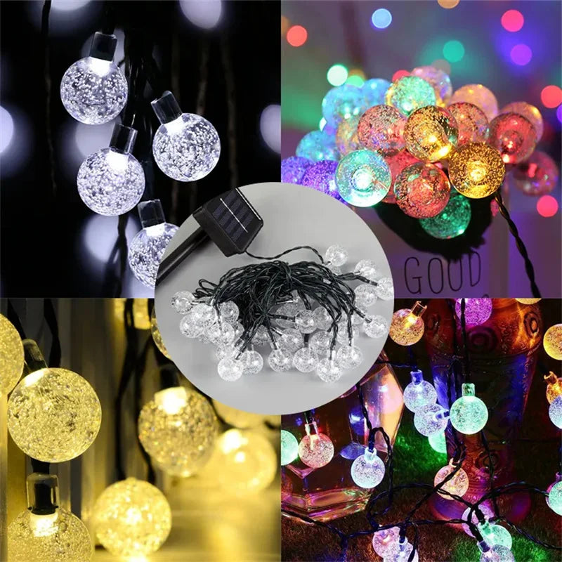 guirlande lumineuse solaire 200 led 22m moderne boules translucides blanc multicolore étanche