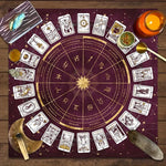 tapis tarot zodiaque astrologique cartes tarot noir violet bleu marine moderne mystique geométrique