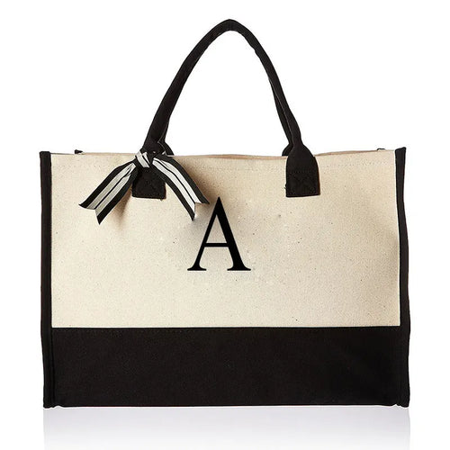 sac main femme toile beige lettre brodée poignées détachables grand