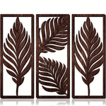 plaque murale bois feuilles stylisées marron noir vintage boho chic crochets gravure