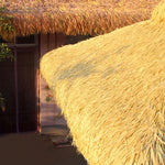 décoration extérieure plancher paille jaune clair texture naturelle traditionnelle toiture ornementextérieur