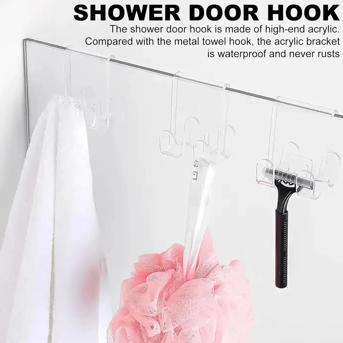 crochet porte douche transparent moderne adhésif serviette salle bain discret fixe antiadhésif