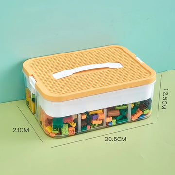 boîte rangement plastique transparente blocs construction jouets enfants poignées amovibles