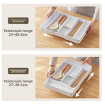 organisateur tiroir modulaire blanc rangement ustensiles cuisine minimaliste boîte papeterie rétractable conteneurs multifonctionnels