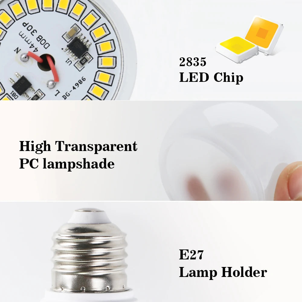 ampoules led e27 blanc moderne 3w 6w 9w 12w 15w 18w 270 deg opacité