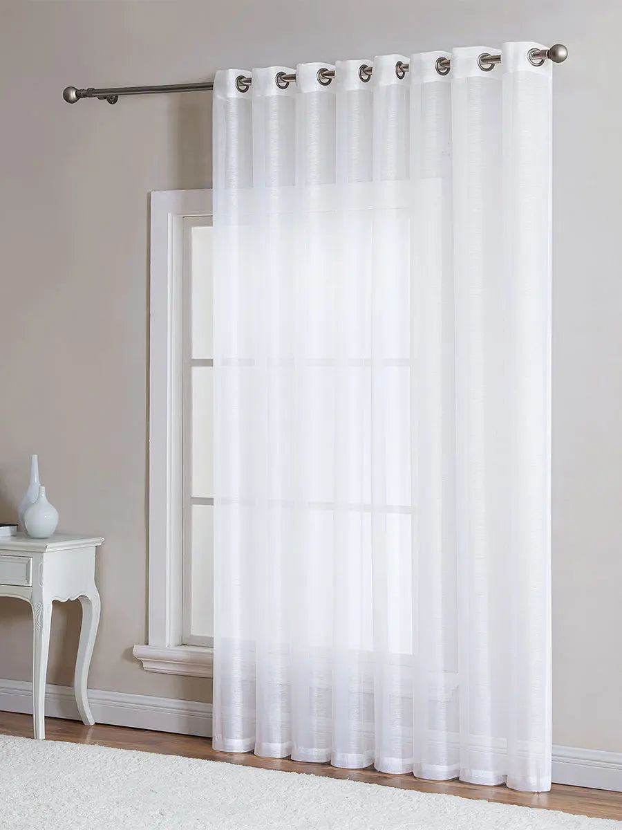 rideau transparent blanc moderne polyester tringle incluse chambre salon 100x120cm