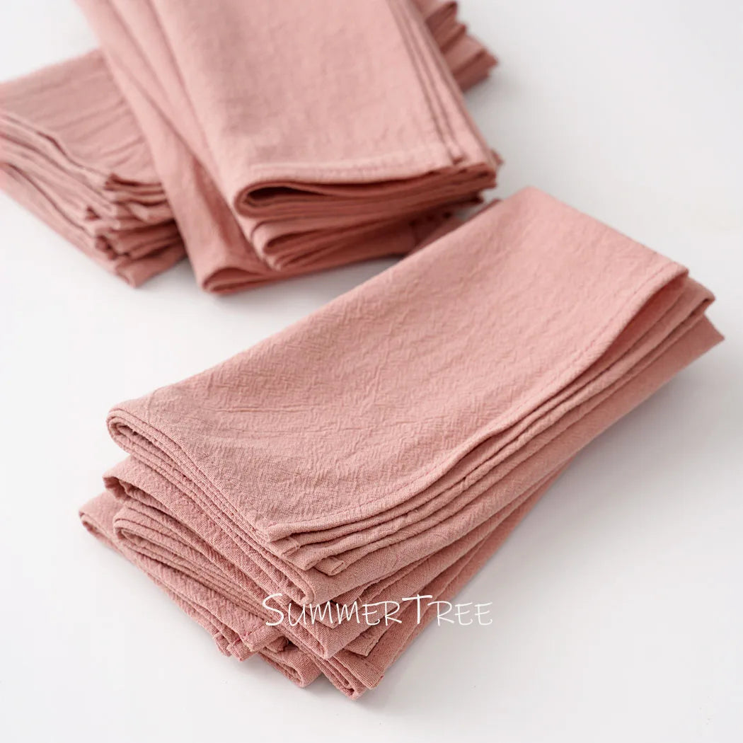 serviettes coton rose pâle minimaliste 40x40cm réutilisables table maison party