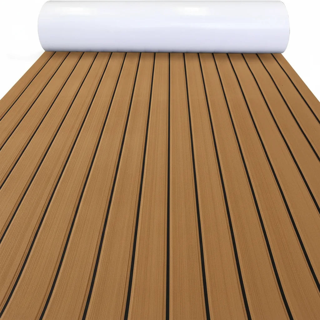 revêtement sol bateau mousse eva imitation teck antidérapant adhésif marron noir yacht