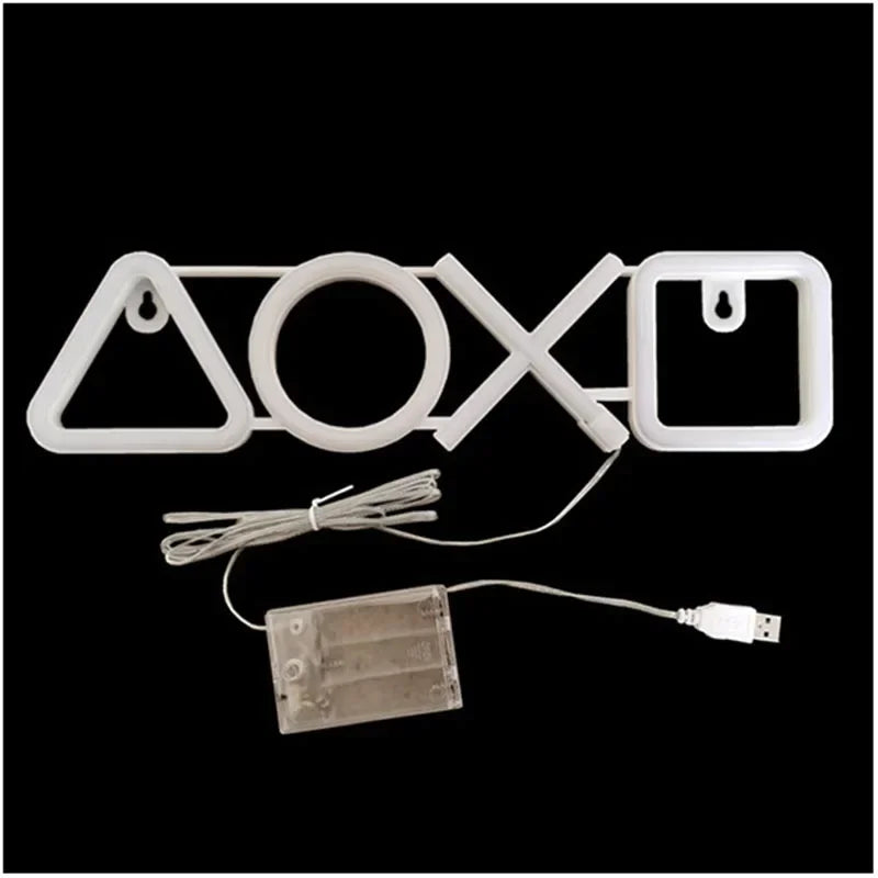 décoration lumineuse led symboles playstation manette jeu couleurs variées gaming moderne