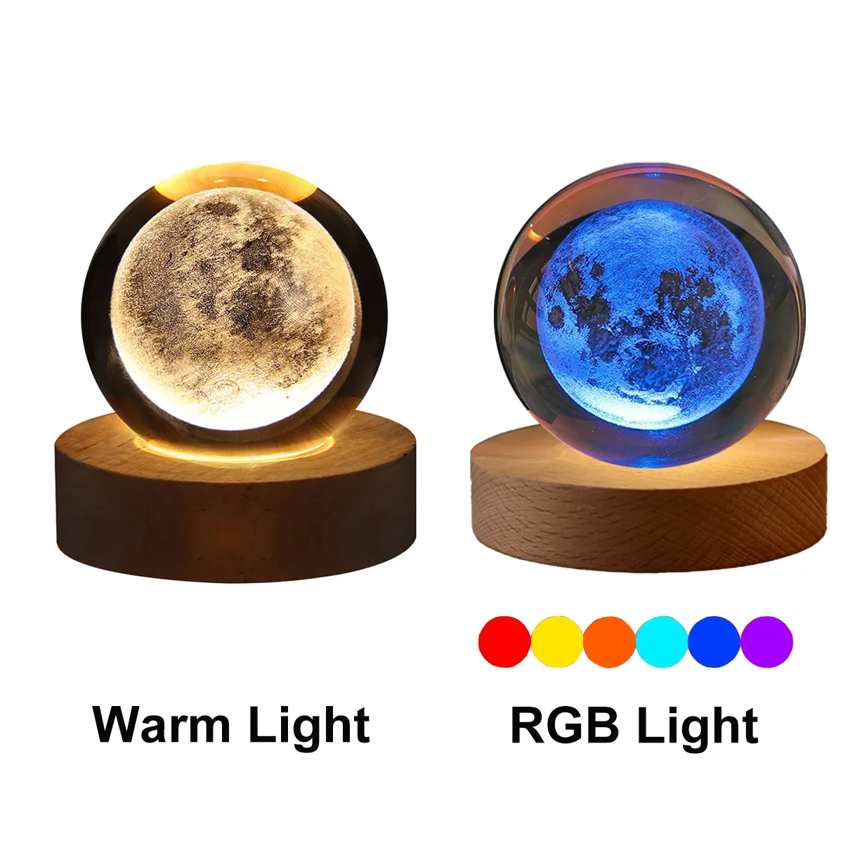 veilleuse boule cristal système solaire galaxie lune lumière rgb décoration