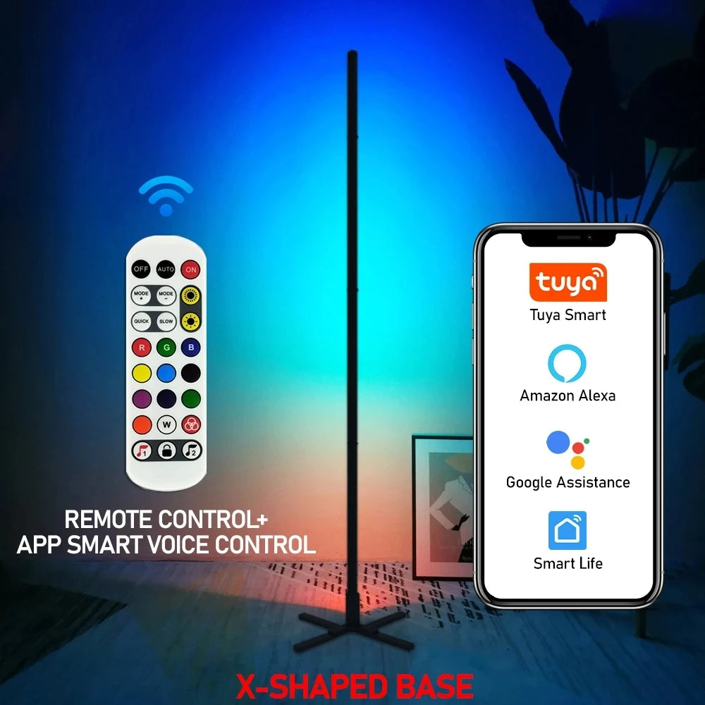lampe sol led moderne noire trois pieds lisse diy veilleuse ambiance wifi bluetooth télécommande