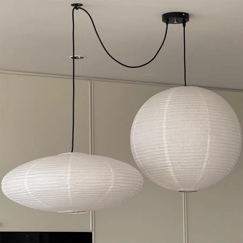 suspension lumineuse moderne blanche rayures horizontales opaque salon chambre restaurant