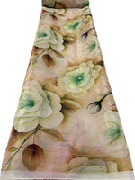 tissu tulle imprimé floral rose vert beige brodé occasion mariage simple