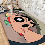 tapis dessin animé personnages anti dérapant polyester imperméable moderne vert clair bleu blanc rose