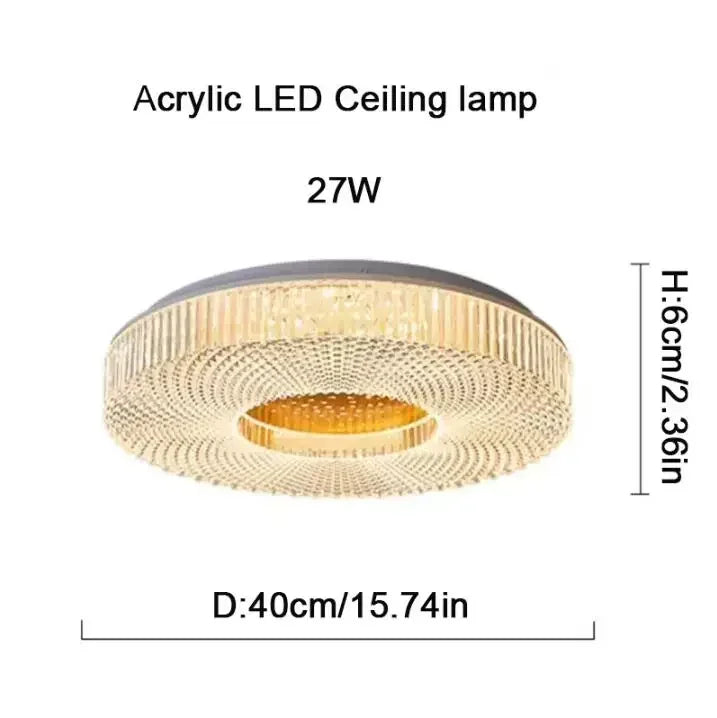 plafonnier moderne acrylique blanc doré concentrique 40cm led fixe chambre salon