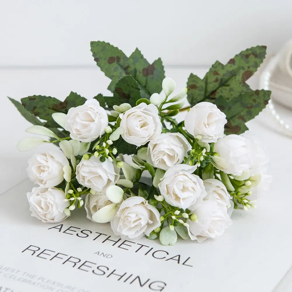 bouquet fleurs artificielles roses rouges soie décoration maison mariage anniversaire baby shower intérieur moderne