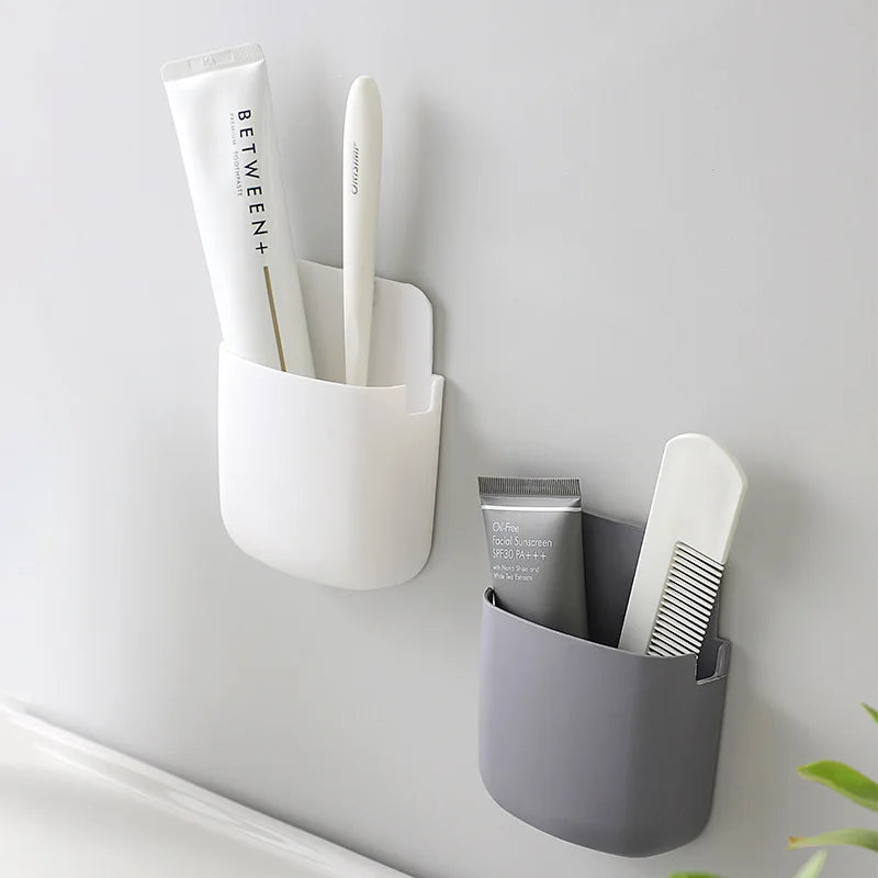 porte accessoires mural adhésif gris blanc moderne écran télécommande smartphone câble charge brosse dents