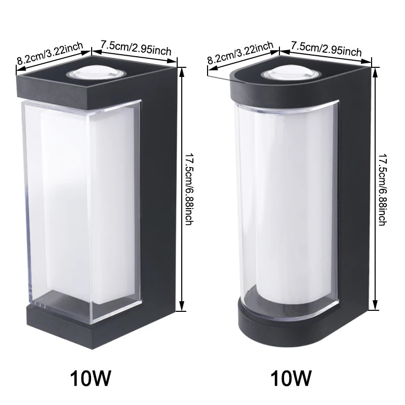 lampe murale moderne ip65 led étanche noir blanc 2492000lm 85265v 10w