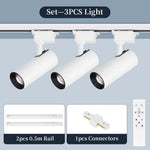 spots led modernes noir blanc télécommande dimmable ensembles complets rail
