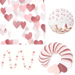 guirlande coeurs blanc rose pailleté mariage fiançailles décoration saint valentin festive papier