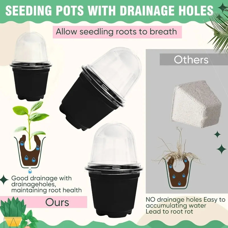 pots semis transparents modernes noir 3.5 inch 12pc jardinage fleurs plantation