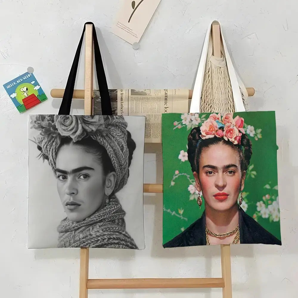 sac main toile blanc motif floral moderne poignées noires fleurs femme réutilisable grande capacité