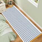tapis moderne bleu beige rayé rustique salon chambre salle bain polypropylène polyester