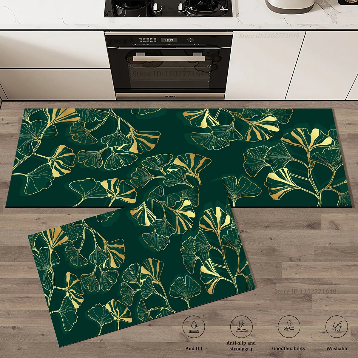 tapis cuisine antidérapant feuilles vertes moderne sol intérieur extérieur haute qualité