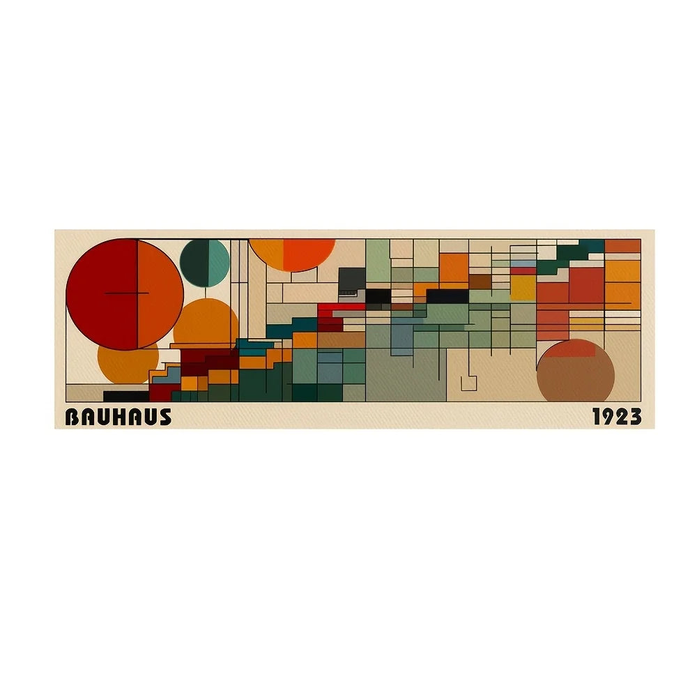 toile d'art moderne bauhaus 1923 composition géométrique abstraite beige marron vert orange rouge bleu