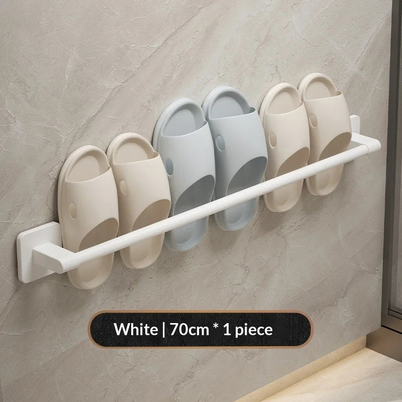 support rangement mural sabots moderne aluminium couleur blanc beige rose fixations murales salle bain