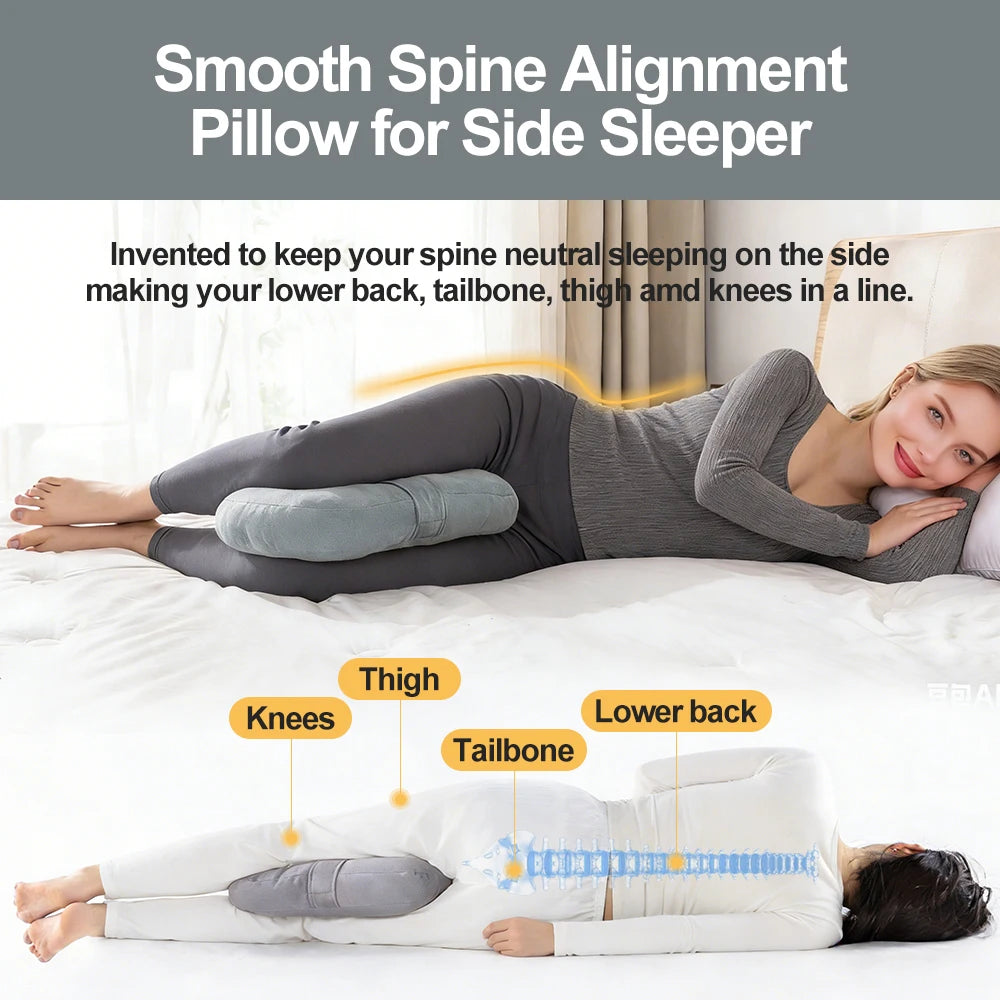 coussin genou gris clair douillet dormeurs latéraux confortable ergonomique poche literie body support