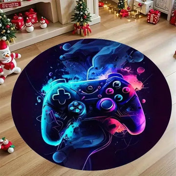 tapis rond salle jeux manette jeu multicolore décoration chambre enfant sol antidérapant moderne