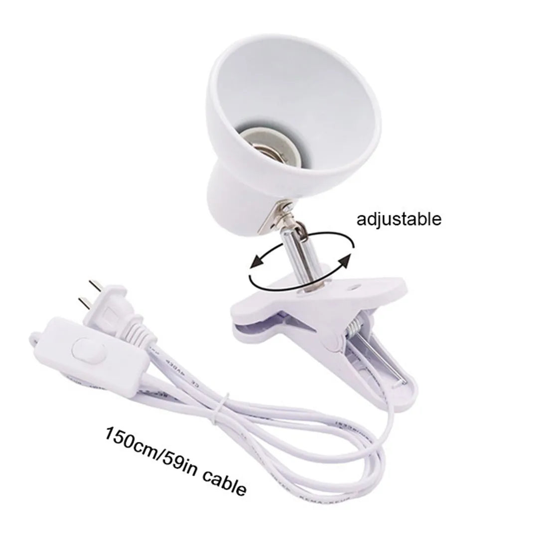 lampe table moderne pinces led rechargeable câble 150cm interrupteur blanc opacité rond conique