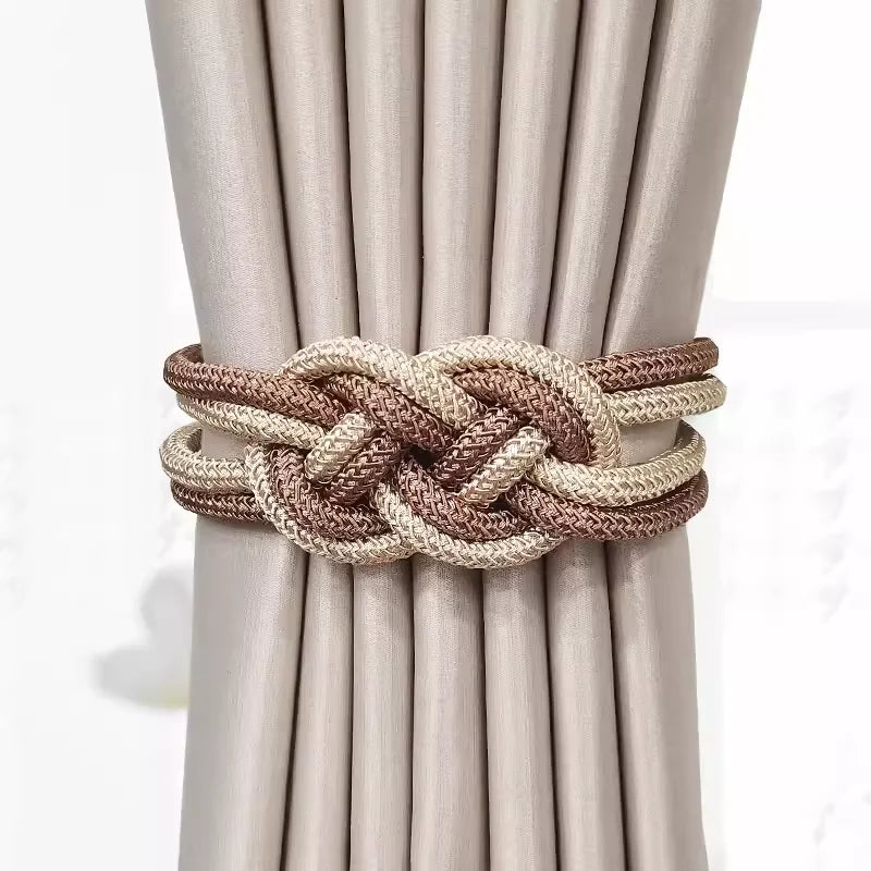 rubans fenêtres modernes aimants bleu doré tissés noeuds